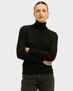 Czarny golf z wełny merino Vera - Image #0