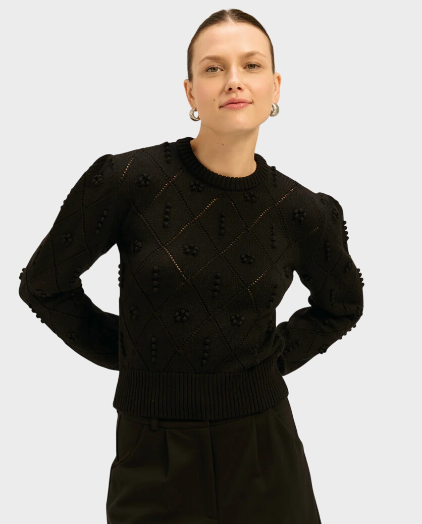 Czarny sweter z wełny merino Dili - Image #0