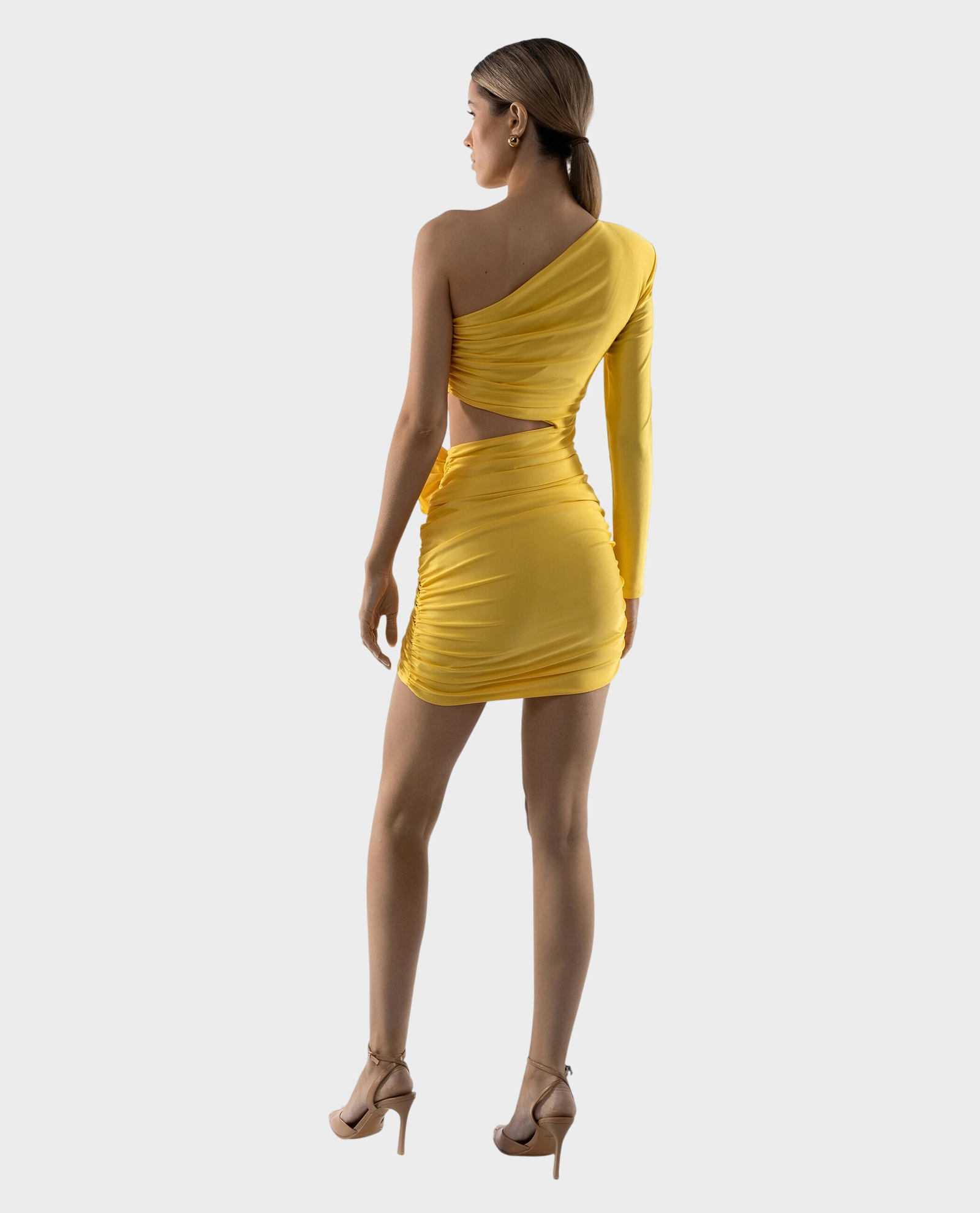 Żółta mini sukienka z różą ANGELA - Image #4