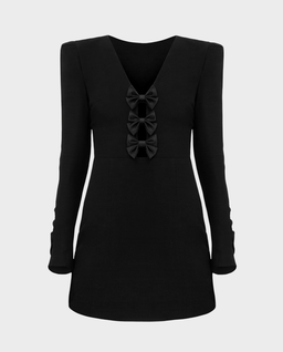 Czarna mini sukienka z kokardkami ANGELINA - Image #4