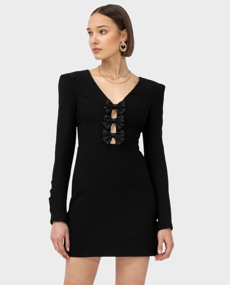 Czarna mini sukienka z kokardkami ANGELINA