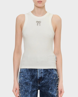 Biały top z biżuteryjną aplikacją - Image #0