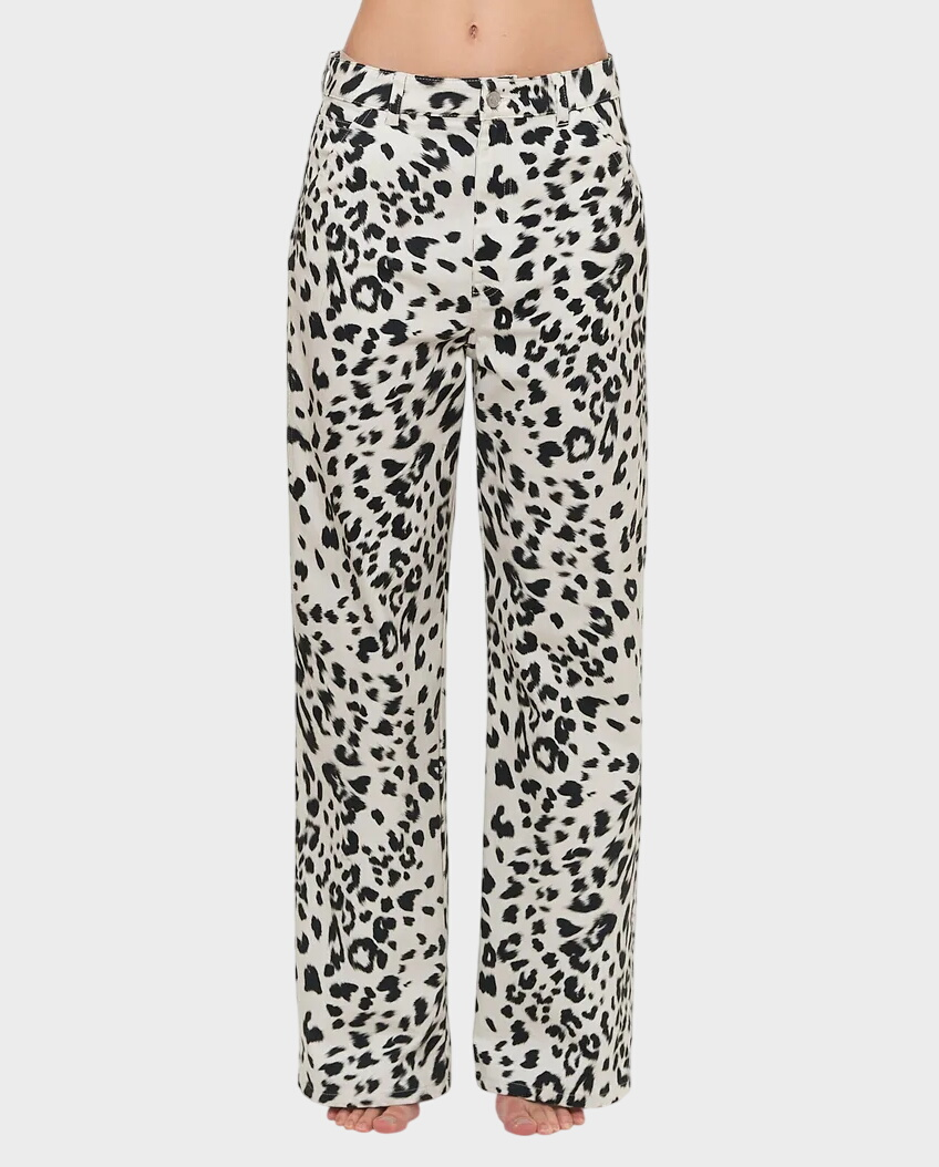 Białe spodnie z wzorem w panterkę - Image #0