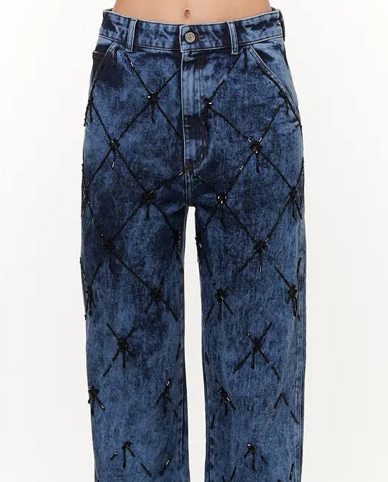 Spodnie jeansowe z ozdobną aplikacją