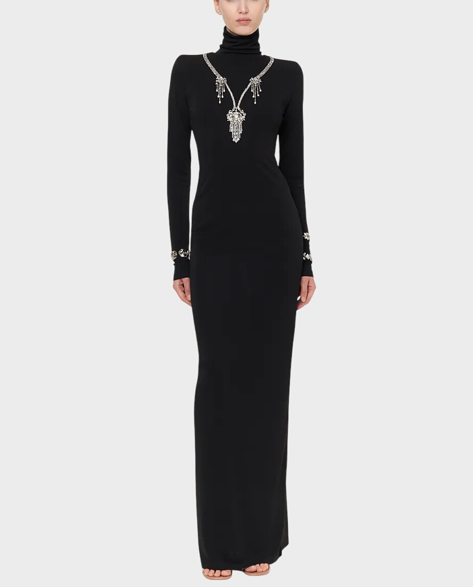 Czarna długa sukienka z odkrytymi plecami - Image #0