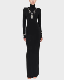 Czarna długa sukienka z odkrytymi plecami - Image #0