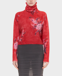 Czerwony golf z kwiatowym wzorem - Image #0