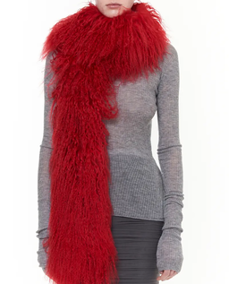 Czerwony futrzany szal - Image #1