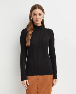 Czarny prążkowany golf - Image #0