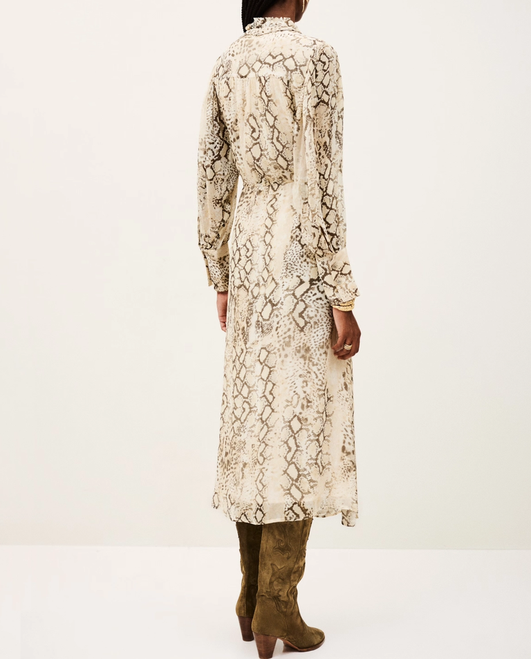 Kremowa sukienka Sahara w wzorem