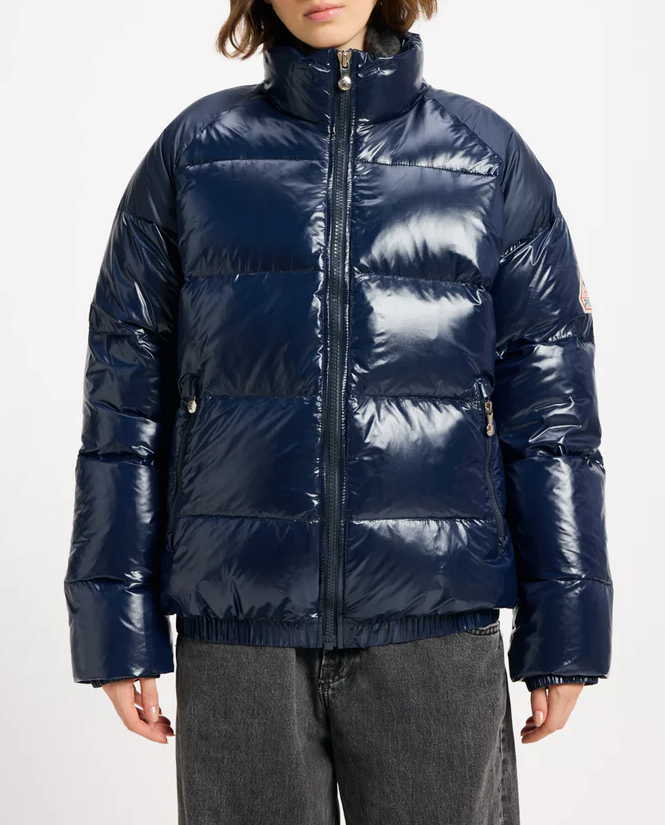 Granatowa pikowana kurtka puchowa