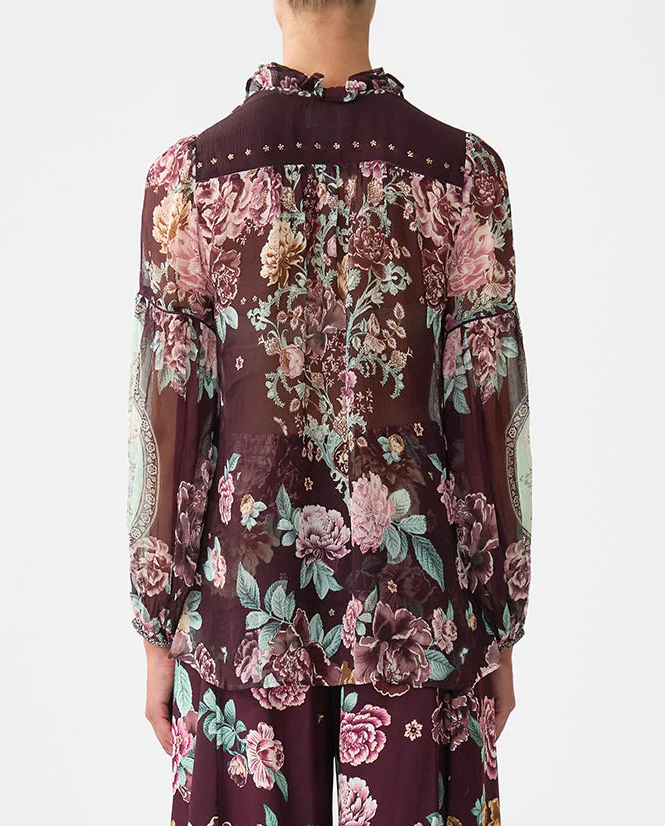 Jedwabna koszula w kwiaty - Image #2