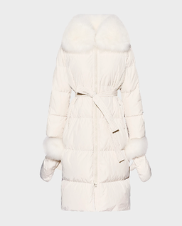 Puchowy płaszcz z futrzanym kołnierzem - Image #0