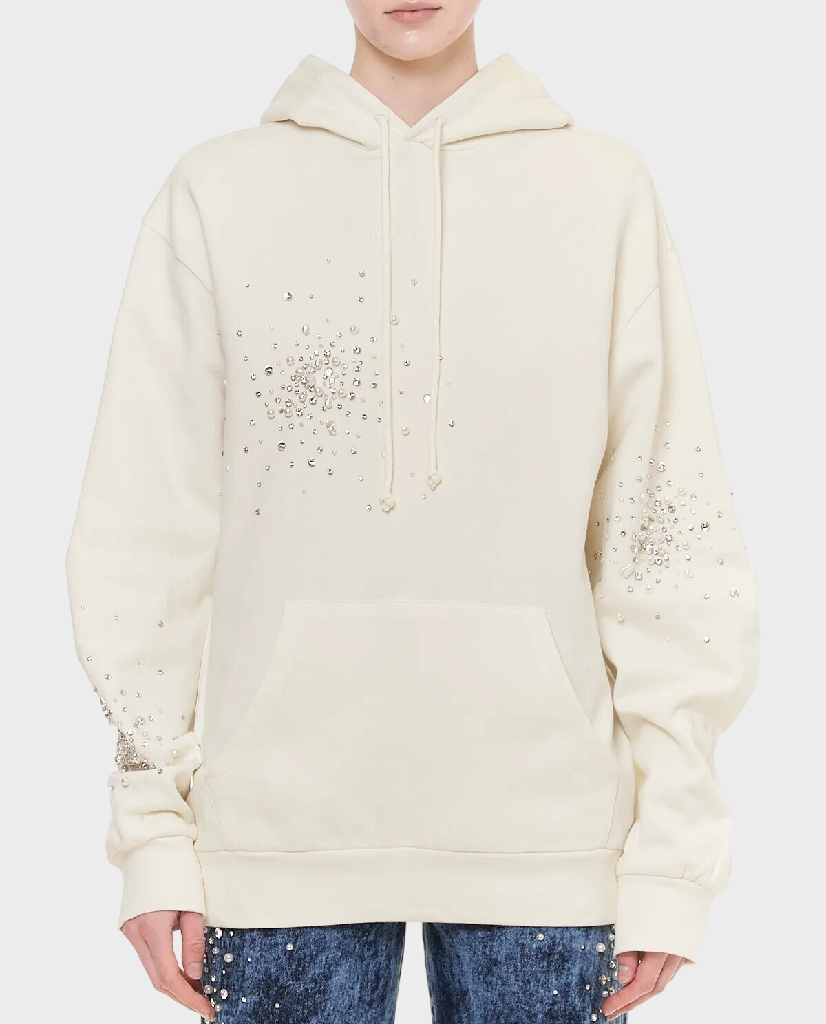 Kremowa bluza z kapturem - Image #0