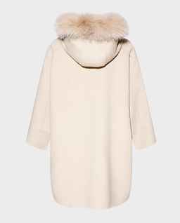 Beżowy wełniany płaszcz z kołnierzem - Image #1