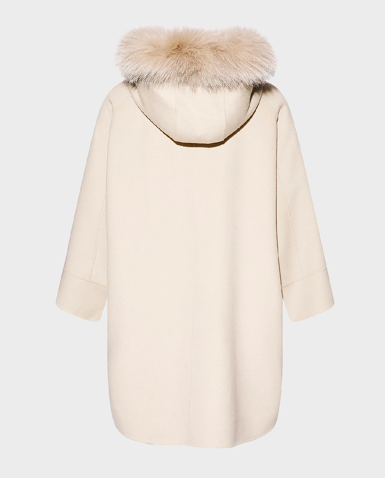 Beżowy wełniany płaszcz z kołnierzem