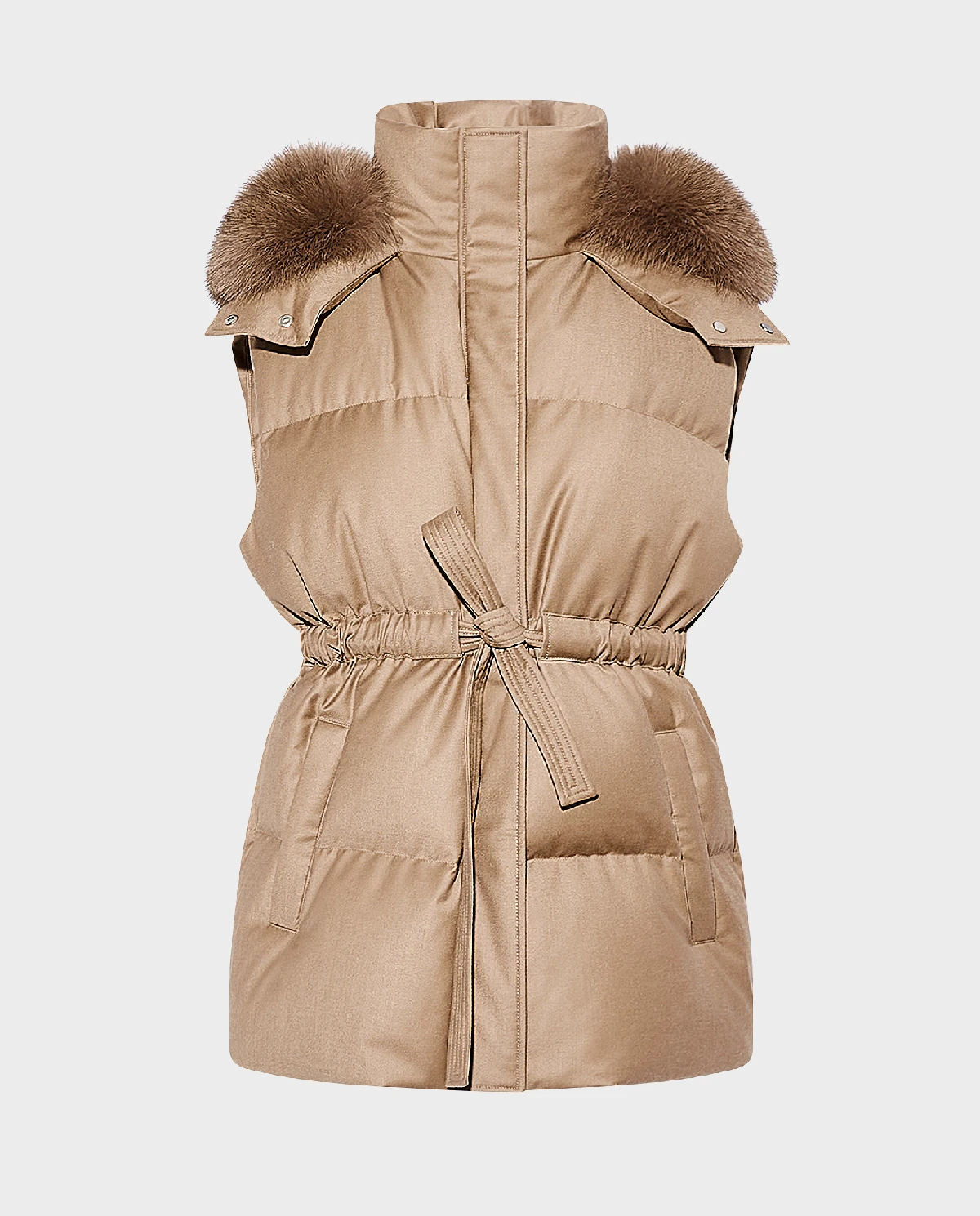 Beżowy bezrękawnik z kapturem - Image #0