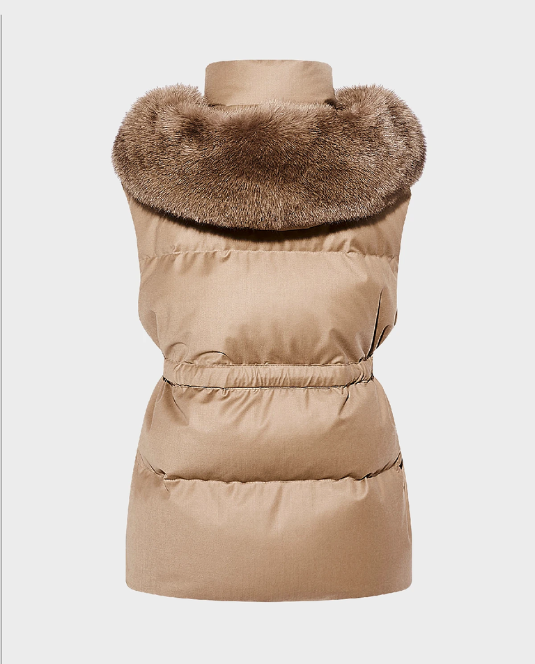 Beżowy bezrękawnik z kapturem - Image #1