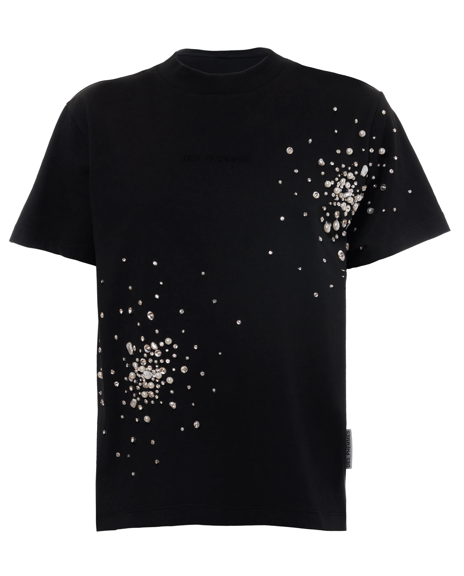 Czarny t-shirt z ozdobnymi aplikacjami - Image #2