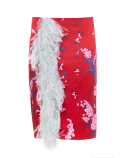 Czerwona spódnica z ozdobnym piórem - Image #3