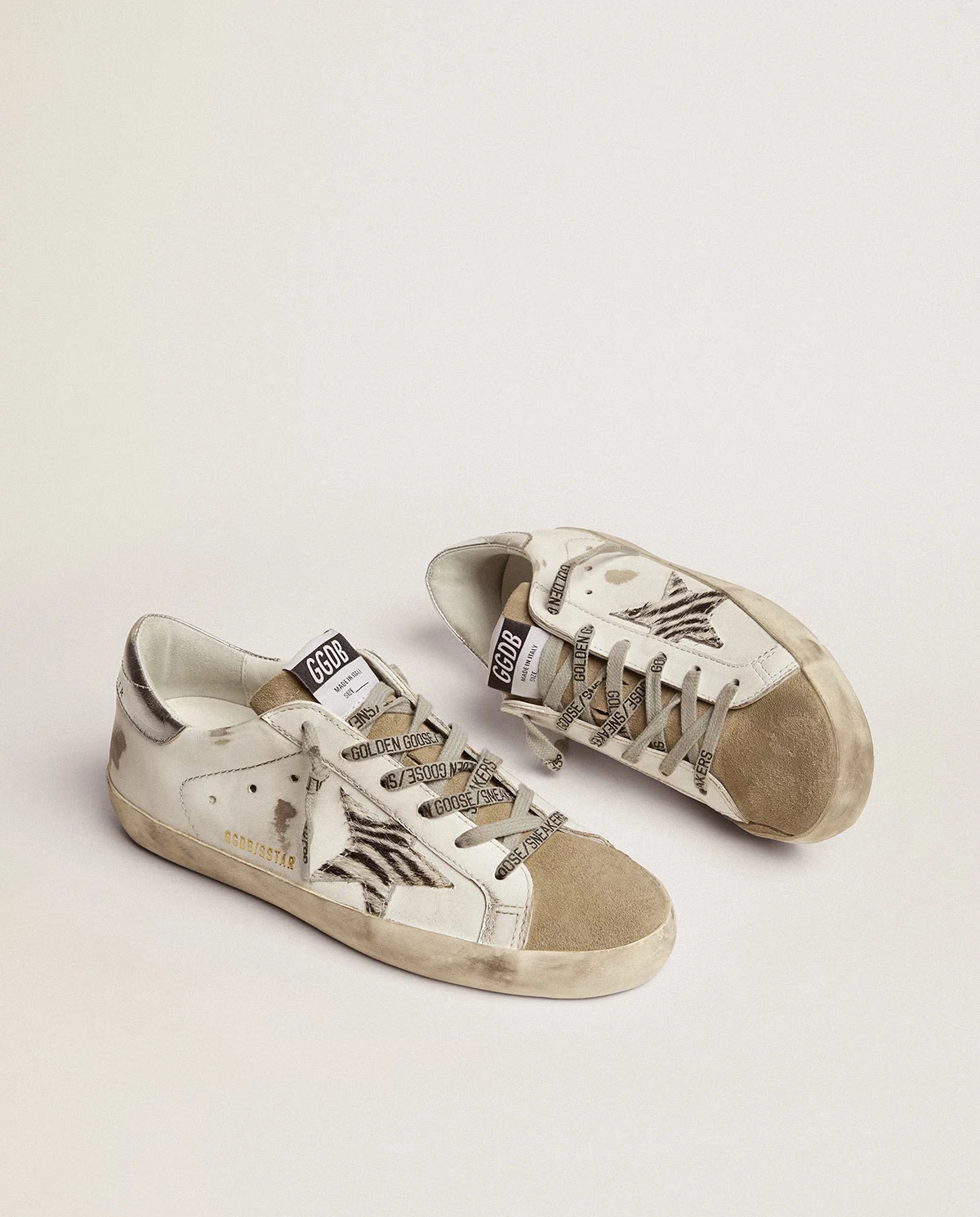 Skórzane sneakersy Super Star z gwiazdą w zebrę - Image #2