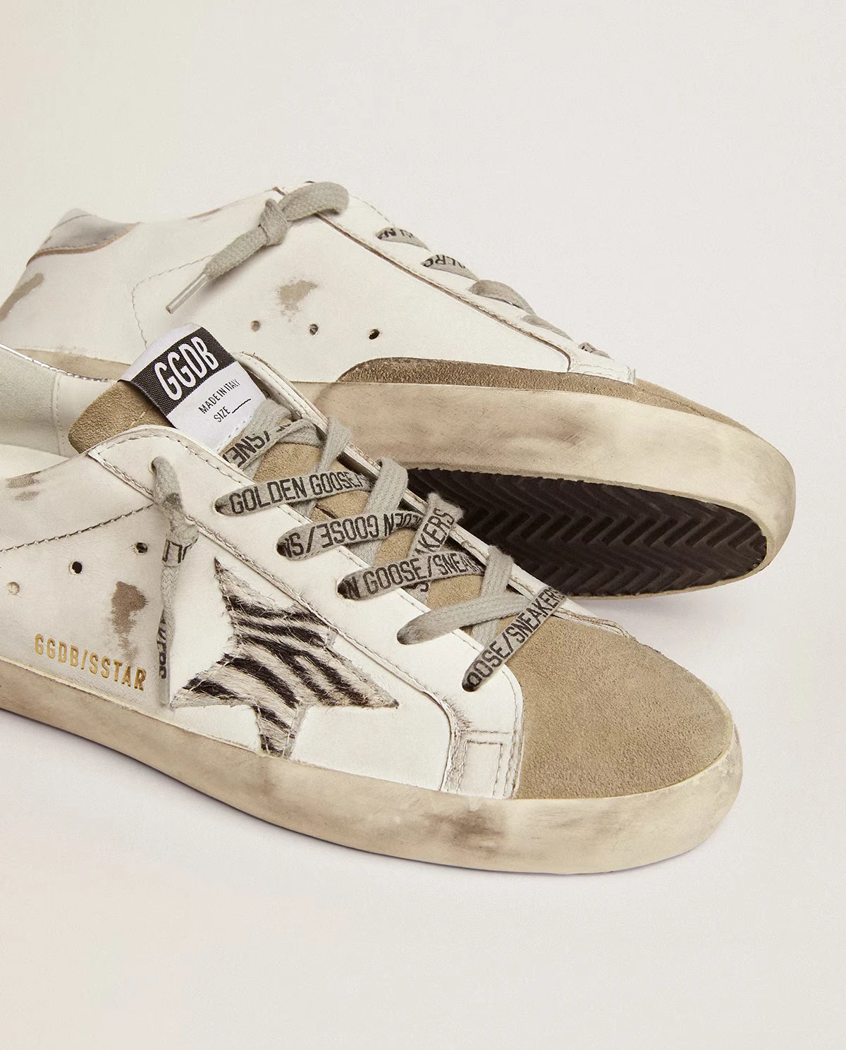 Skórzane sneakersy Super Star z gwiazdą w zebrę - Image #4