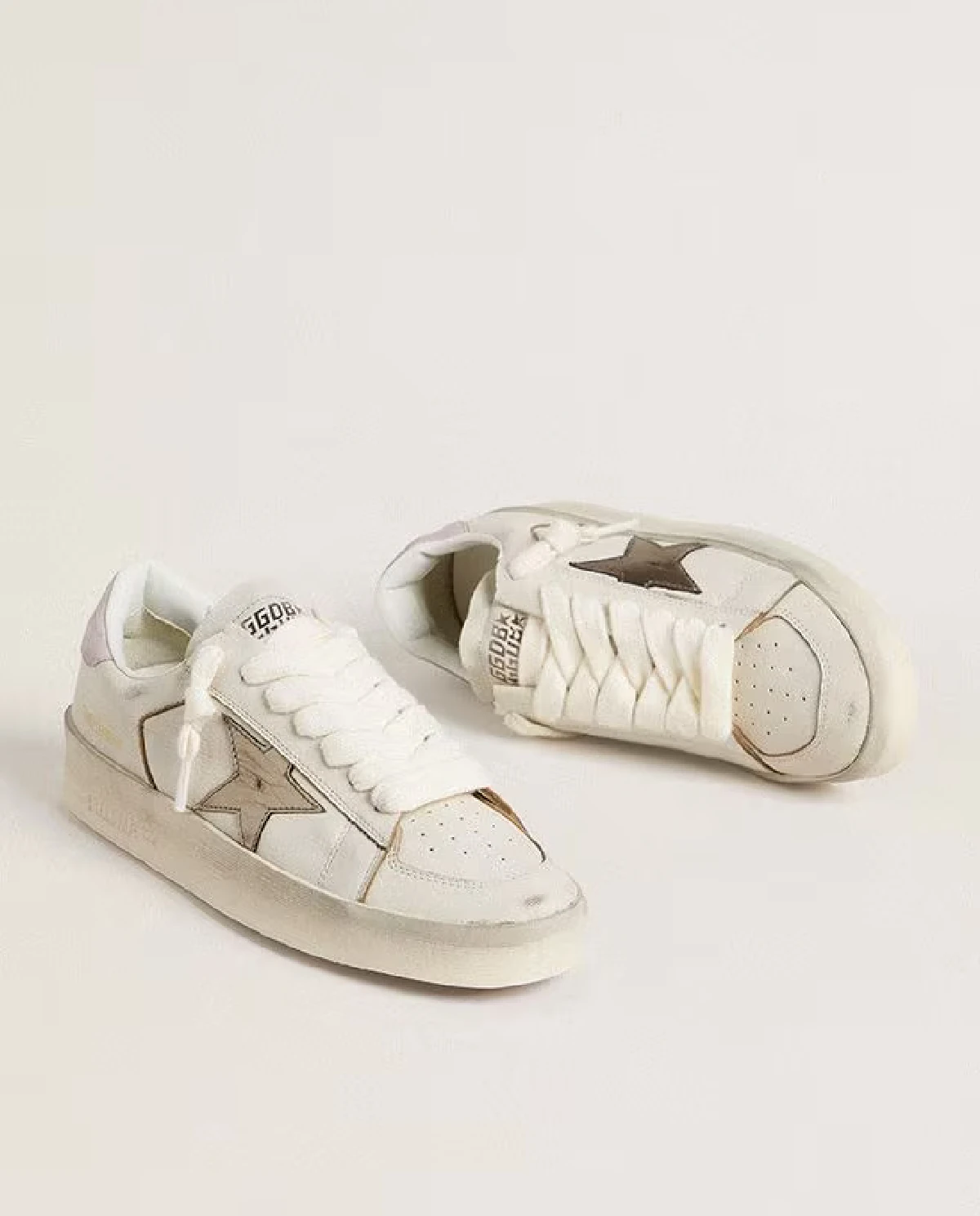 Białe sneakersy Stardan ze srebrną gwiazdą - Image #2