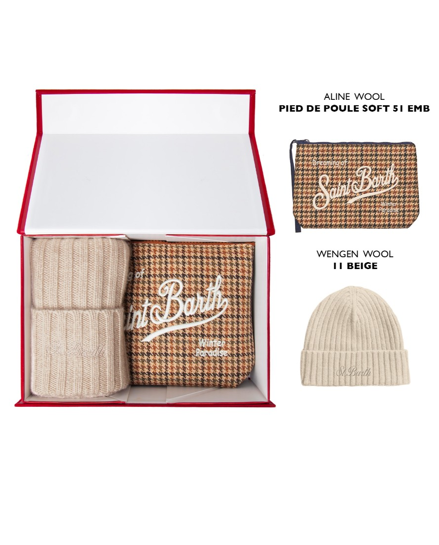 Zestaw prezentowy z beżową czapką i saszetką - Image #3