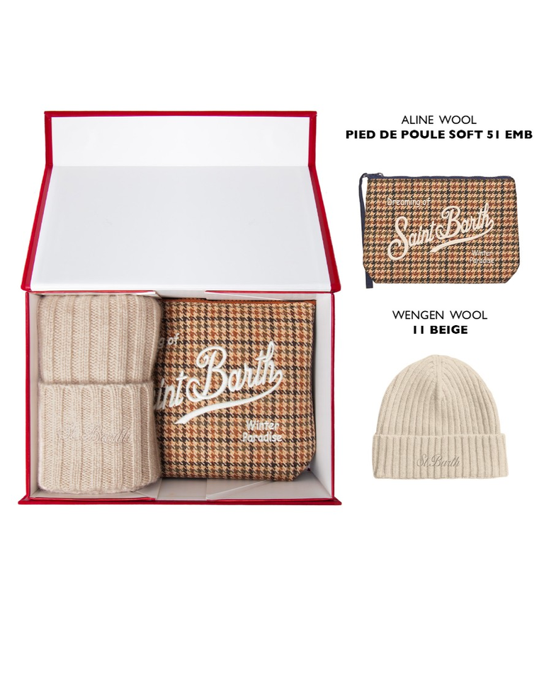 Zestaw prezentowy z beżową czapką i saszetką - Image #3