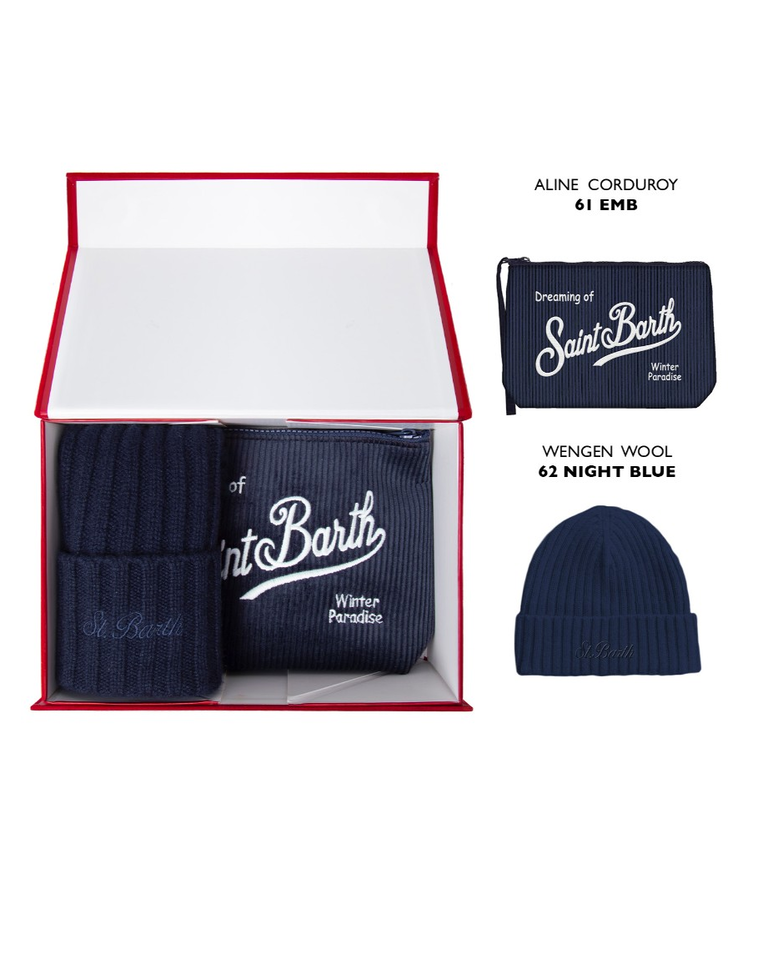 Zestaw prezentowy z granatową czapką i saszetką - Image #3