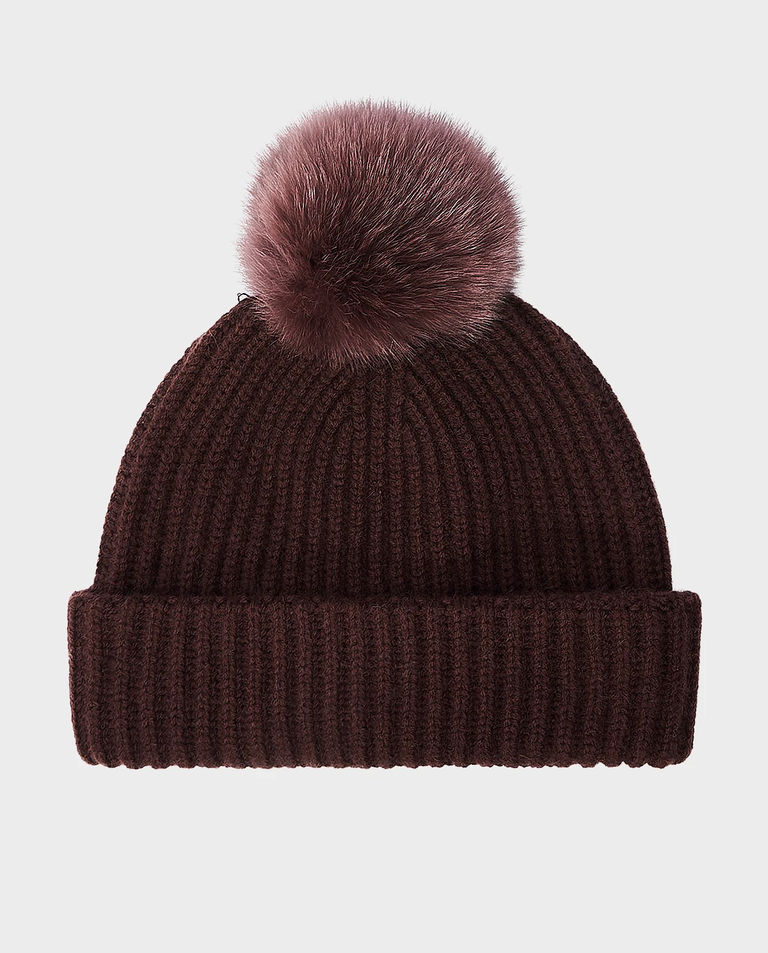 Kaszmirowa czapka z pomponem