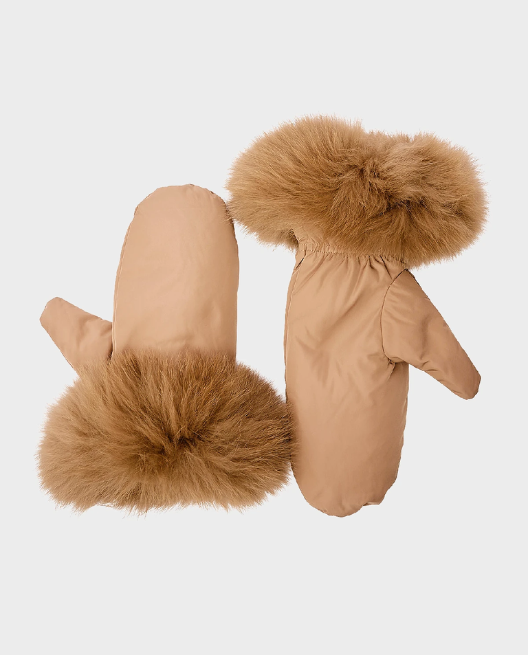 Puchowe rękawiczki z futrem