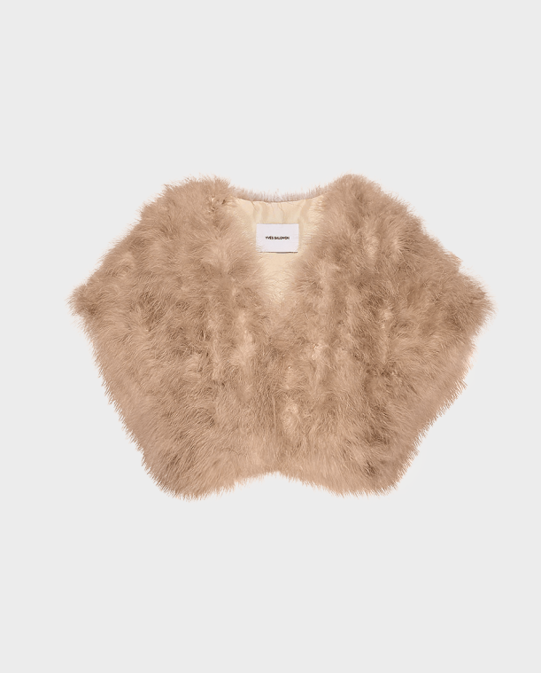 Beżowe bolerko z piór