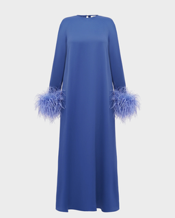 Niebieska maxi sukienka z piórami Suzie - Image #1