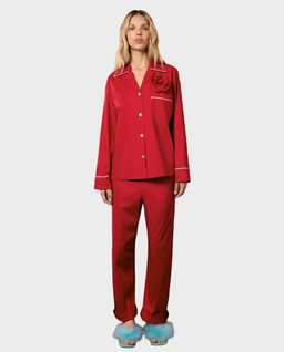 Czerwony set piżamowy z różą - Image #2