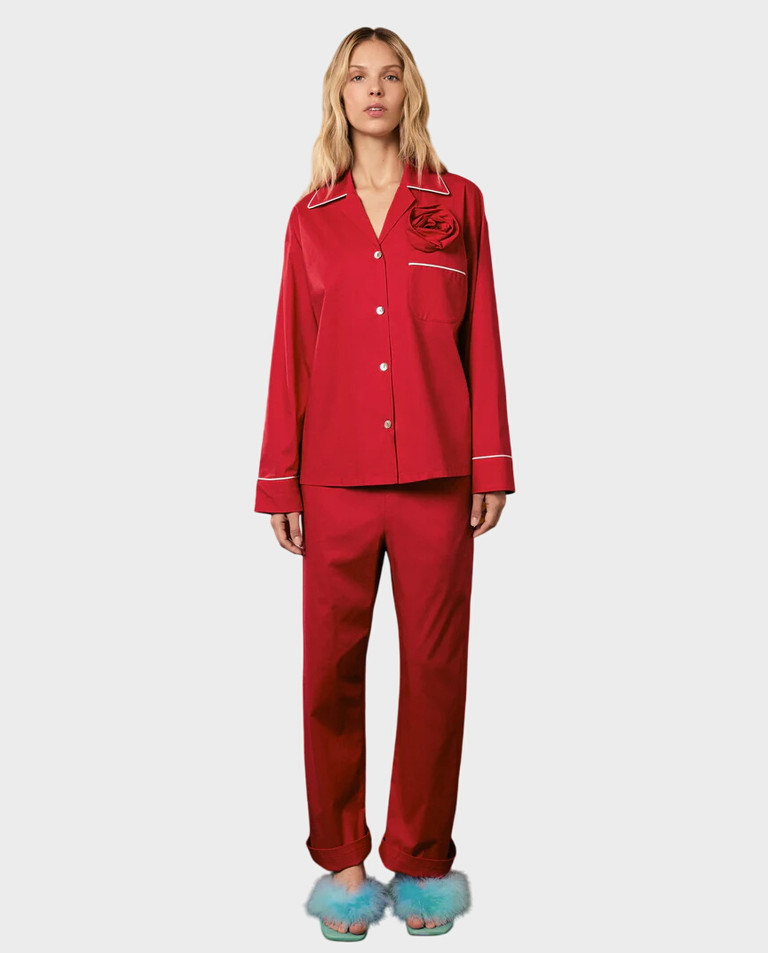 Czerwony set piżamowy z różą - Image #2