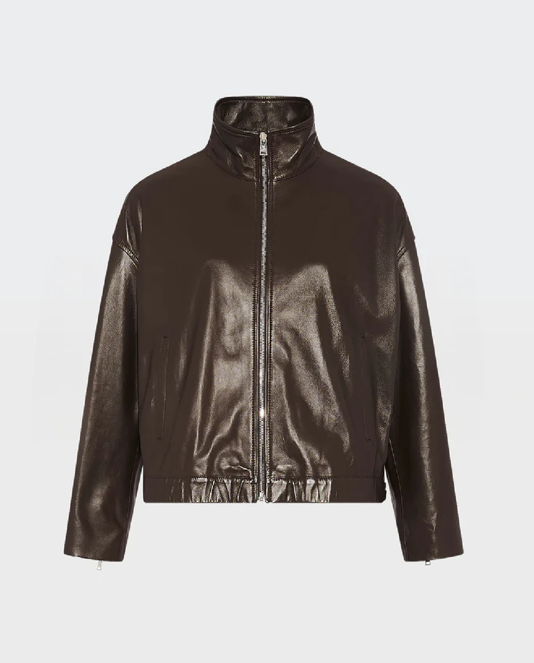 Brązowa kurtka skórzana