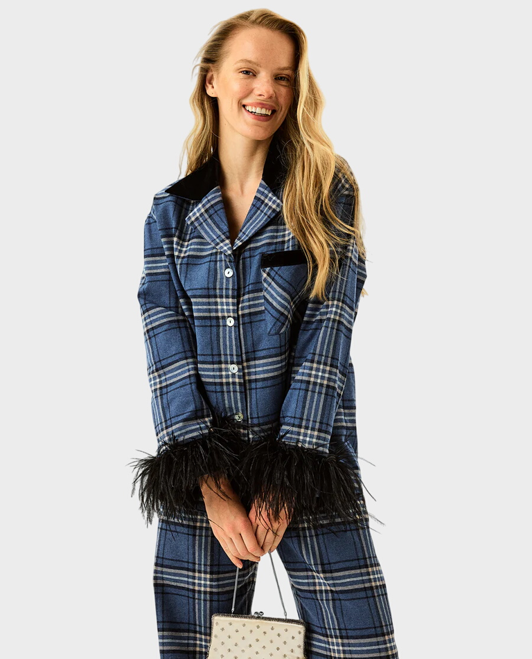 Flanelowy set piżamowy z piórami - Image #4