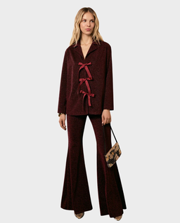 Burgundowy set piżamowy z lureksu - Image #0