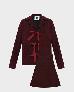 Burgundowy set piżamowy z lureksu - Image #1