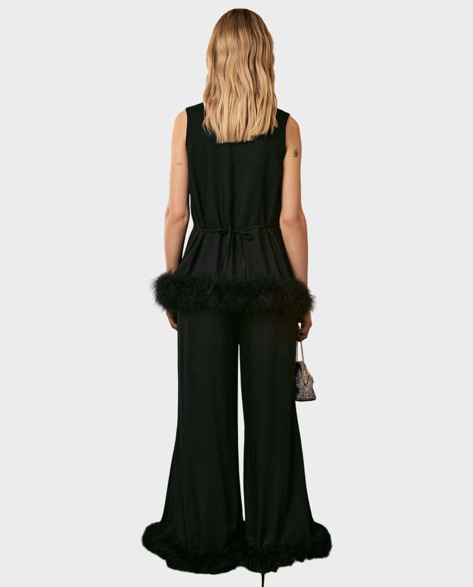 Czarny top z piórami Bisou - Image #3