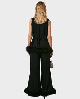 Czarny top z piórami Bisou - Image #3