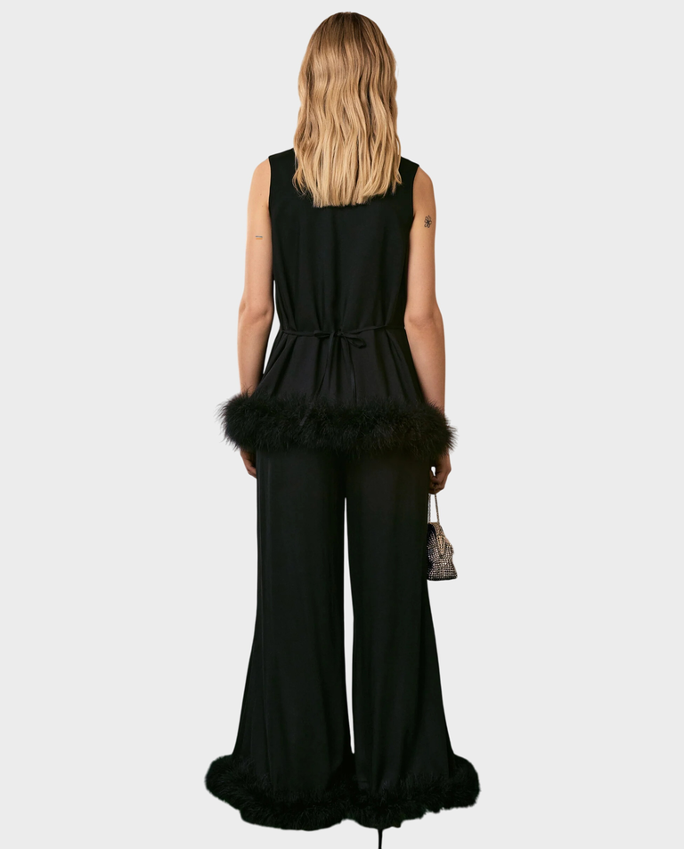 Czarny top z piórami Bisou - Image #3