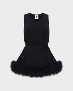 Czarny top z piórami Bisou - Image #1