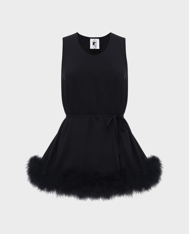 Czarny top z piórami Bisou