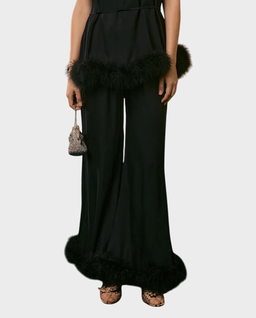 Czarne spodnie z piórami Bisou - Image #0