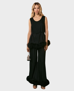 Czarne spodnie z piórami Bisou - Image #2