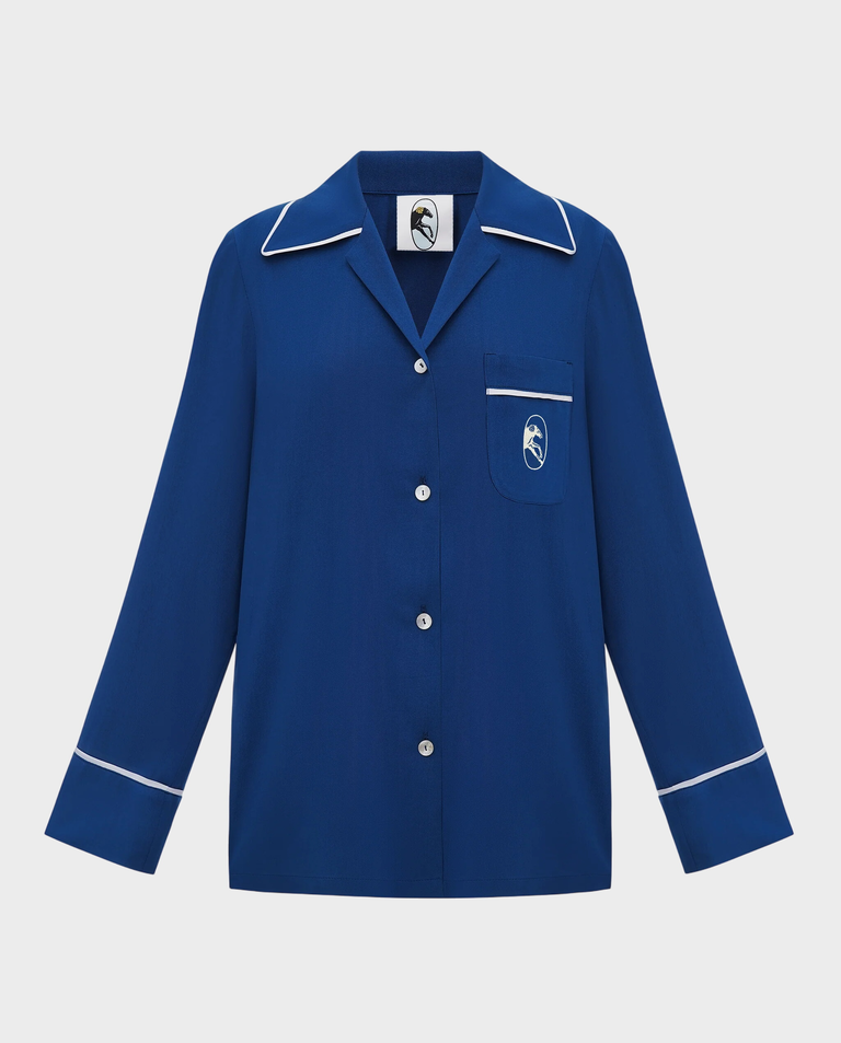 Granatowa koszula z wiskozy Finnegan