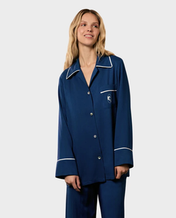 Granatowa koszula z wiskozy Finnegan - Image #2