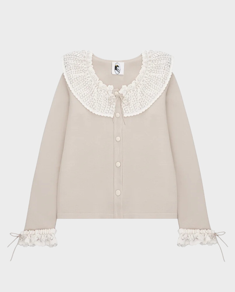 Kardigan z ozdobnym kołnierzykiem Malena